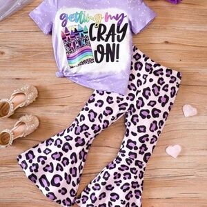 Girls 2pc Purple Bell Bottom Set - New